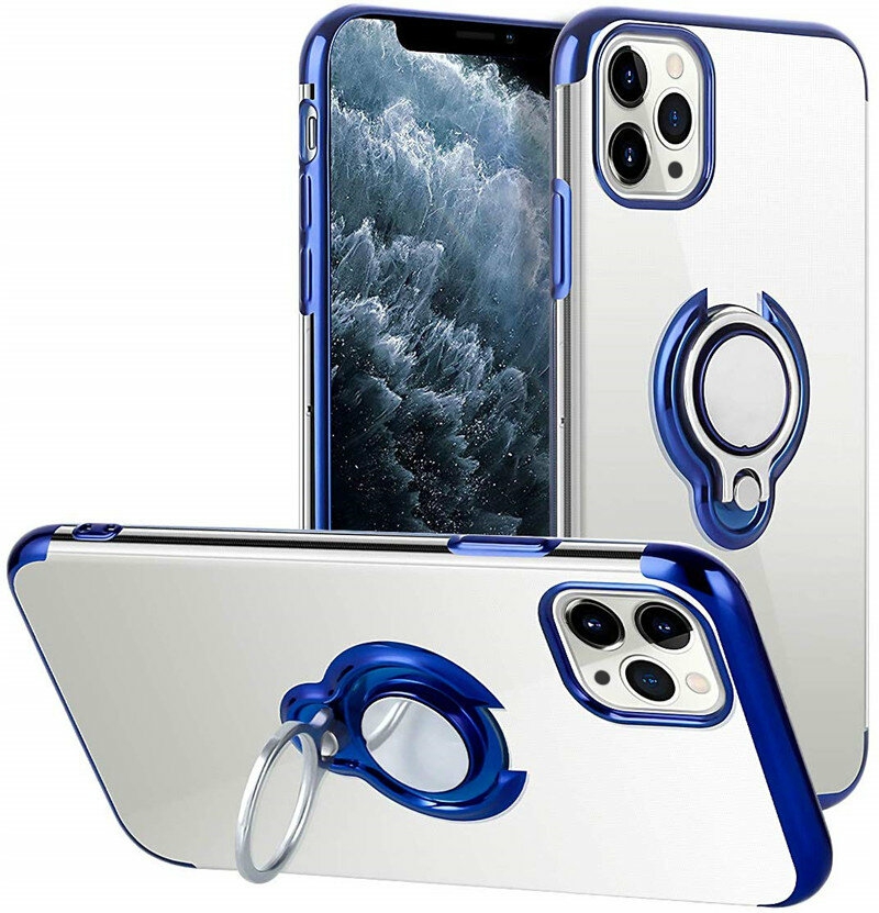 Cases & Covers |  Bakeey For Iphone 12 Pro / 12 Case Plating Transparent With Ring Holder Shockproof Soft Tpu Protective Case Back Cover