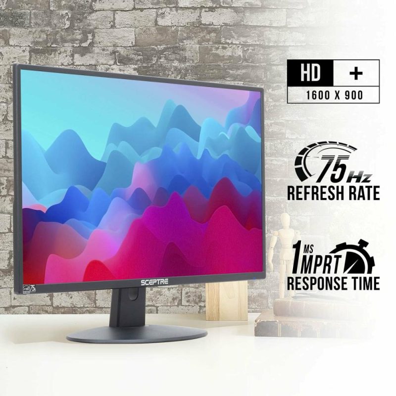 Monitors |  Sceptre 20" 1600X900 75Hz Thin Led Monitor 2X Hdm Vga Built-In Speakers Machine Black Wide Viewing Angle 170° (Horizontal) / 160° (Vertical)