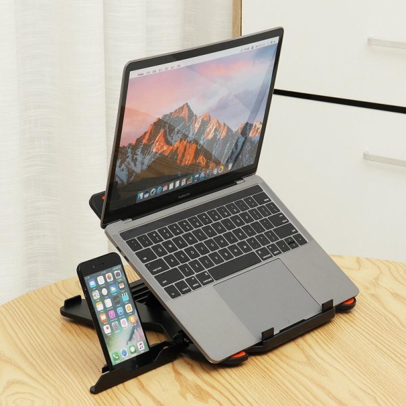 Mounts & Holders |  2 In 1 Foldable Rotatable Adjustable Macbook Stand Holder Cooler With Phone Stand