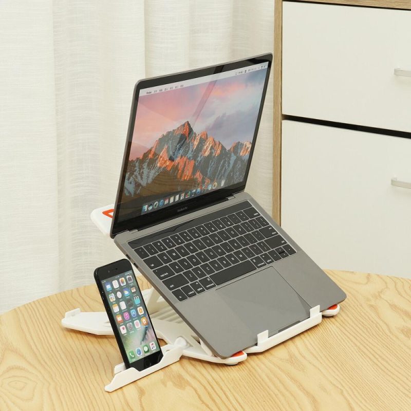 Mounts & Holders |  2 In 1 Foldable Rotatable Adjustable Macbook Stand Holder Cooler With Phone Stand