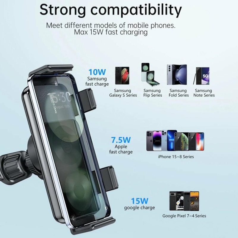 Mounts & Holders |  Bakeey S20A 15W Wireless Charger Fast Wireless Charging Bracket Air Outlet Car Holder Mount For Iphone 15 14 13 For Samsung Galaxy Fold Series