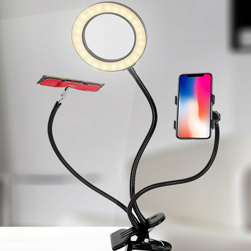 Selfie Sticks & Handheld Ptz |  Flexible Arm Stepless Dimmable 3 Color Modes 10X Led Magnifying Lamp With Clamp