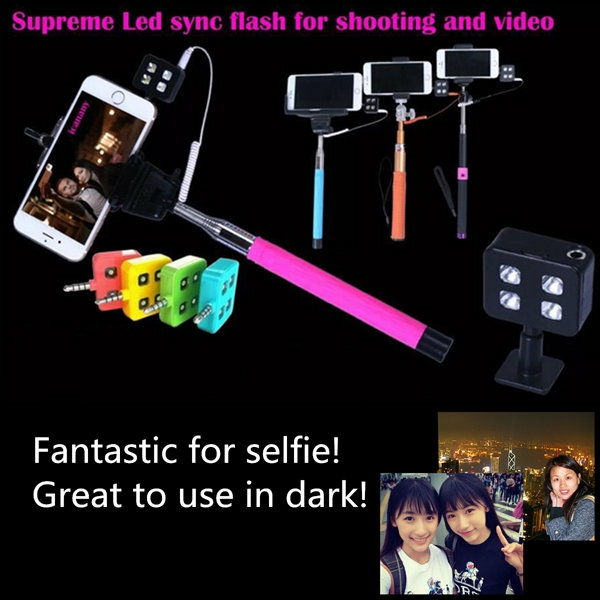 Selfie Sticks & Handheld Ptz |  Portable 4 Led Enhancing Flash Fill Light For Iphone Universal Smartphone Selfie Stick