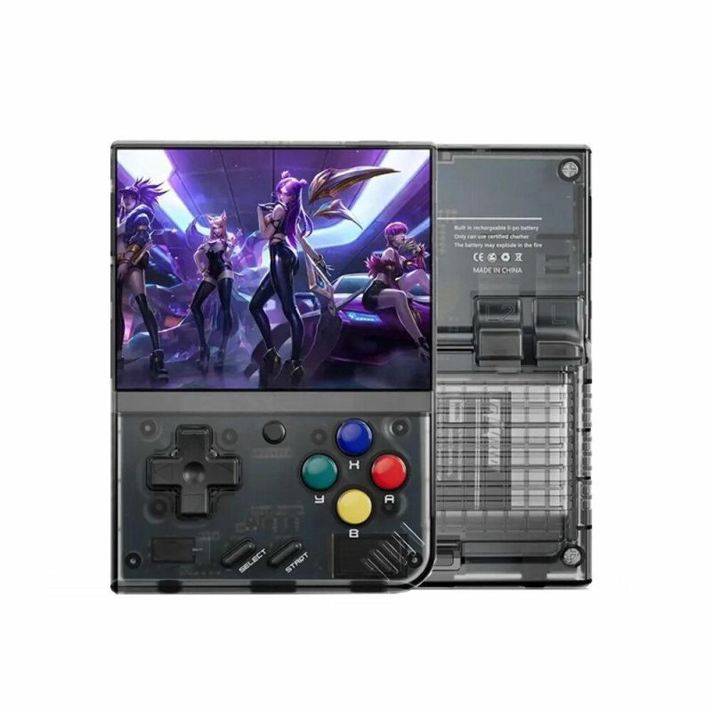 Video Games Console |  Miyoo Mini Plus 64Gb 23000 Games Retro Handheld Game Console For Ps1 Md Sfc Mame Gb Fc Wsc 3.5 Inch Ips Oca Screen Portable Linux System Pocket Video Game Player Transparent Purple