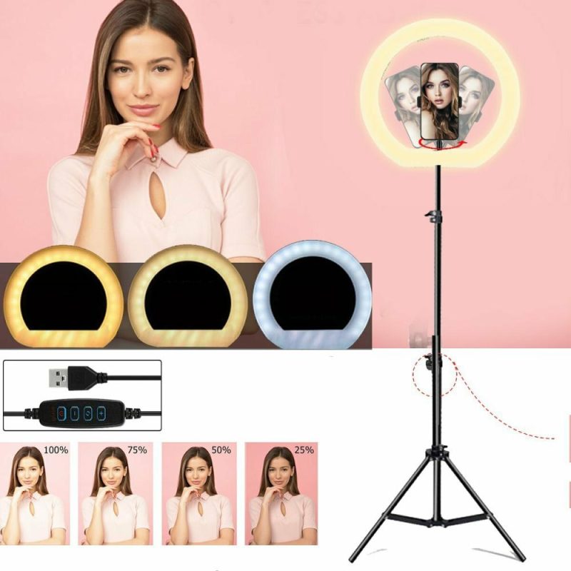 Selfie Sticks & Handheld Ptz |  Led Ring Light Dimmable Selfie Lamp Tripod Stand Phone Holder Usb Powered For Vlog Youtube Tiktok Vk Makeup Video